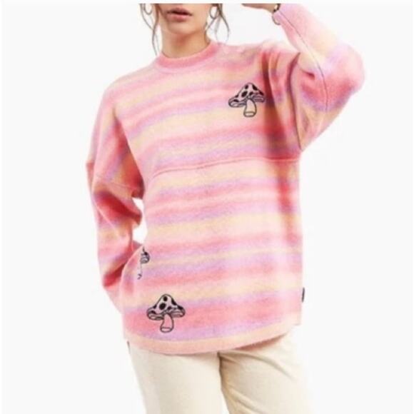 New Spirit Jersey Psychedelic mushroom knit oversized unisex sweater size S - Picture 1 of 12